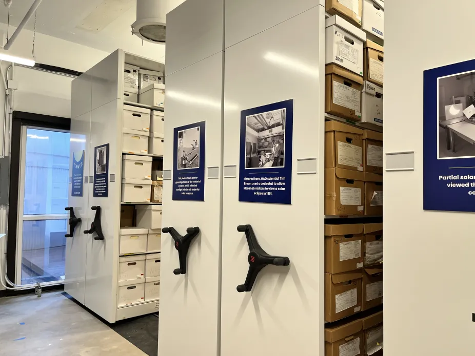 High-density storage shelving with spinning handles